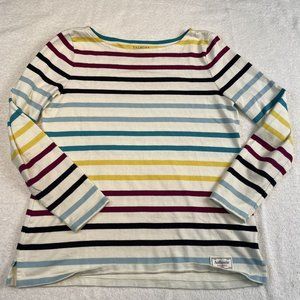 Talbots PM P‎ Med Cotton Pullover Sweater Light Stripped Multi White Blue Boat